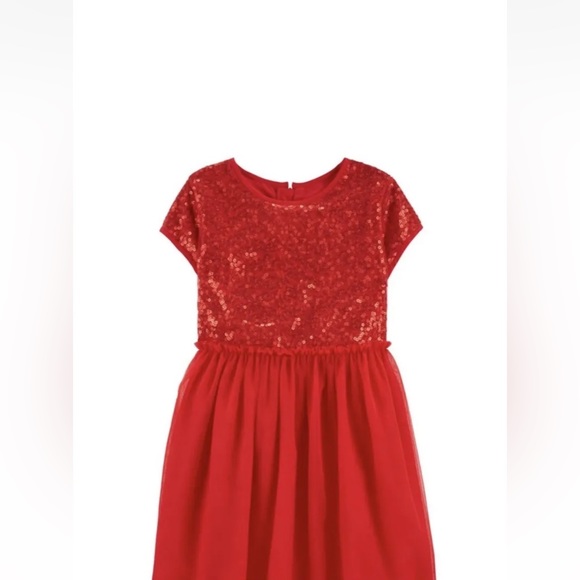 COPY - Oshkosh B’gosh Red Sequin Tulle Dress Girls Sz-7 - Picture 2 of 10